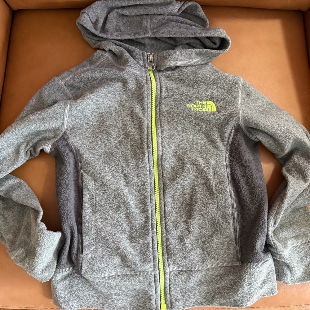 The North Face Kids Gray and Yellow Zip-Up Hoodie